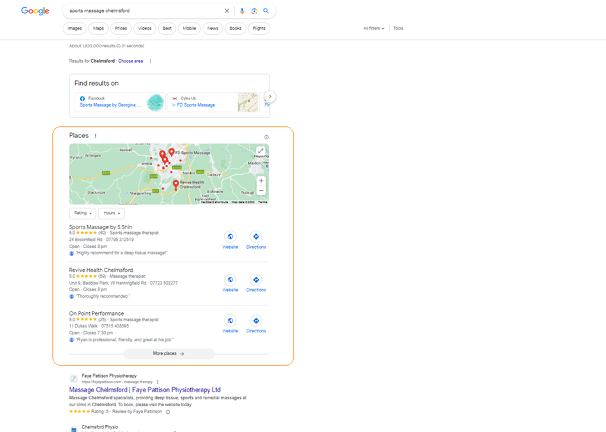 Google maps listing